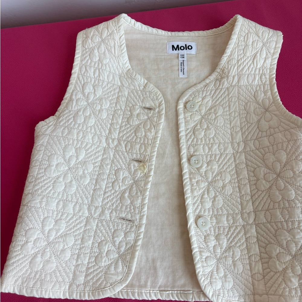 Molo Cream Quilted Floral Vest